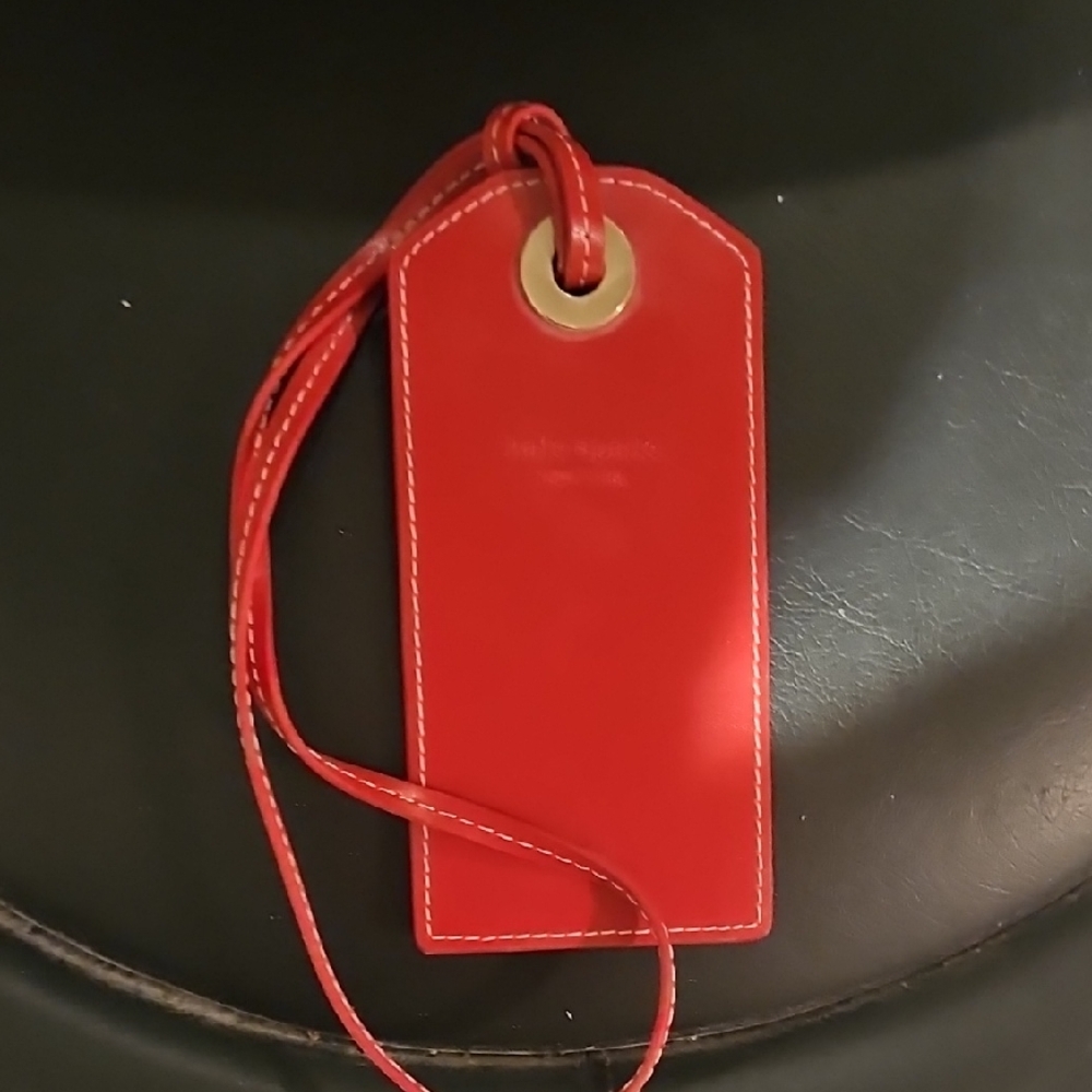 Kate Spade Red Leather Luggage Tag